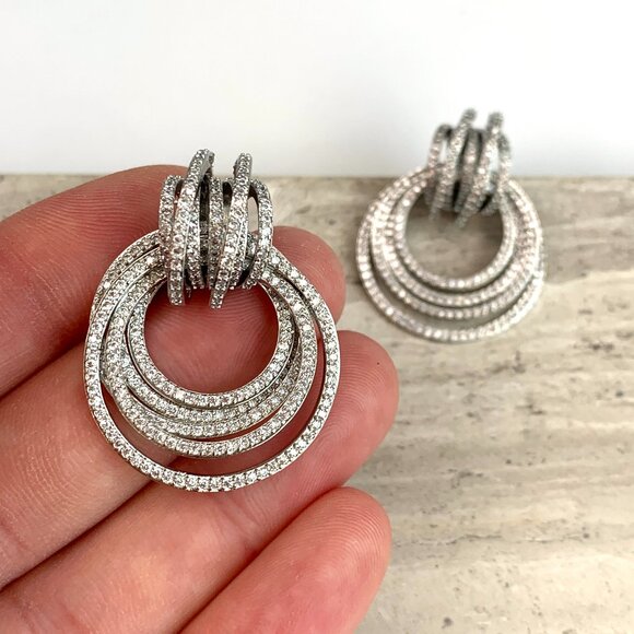 NEW~ Anthropologie Shashi Roux Gold & Cubic Zirconia Door Knocker Earrings - Picture 12 of 12